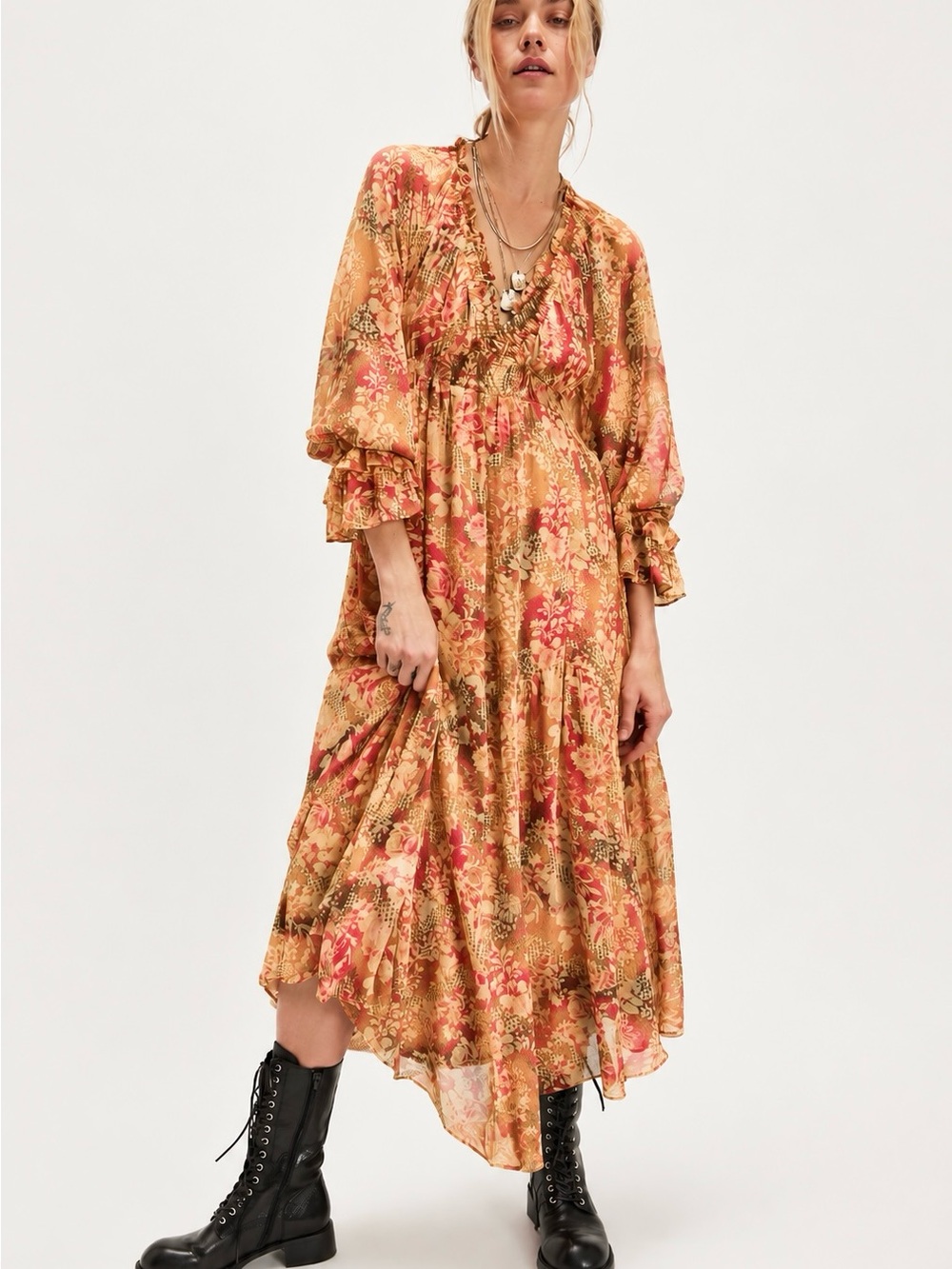 NWT!! BEAUTIFUL  Free People Lena Floral Midi Dress
